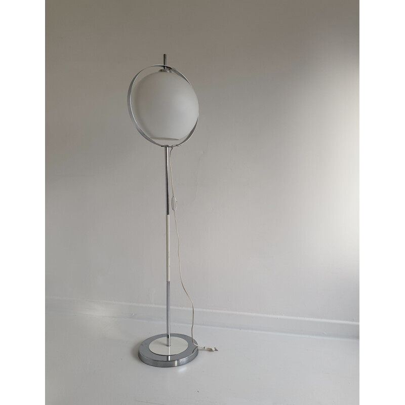 Italian glass and chrome vintage floor lamp, 1970s