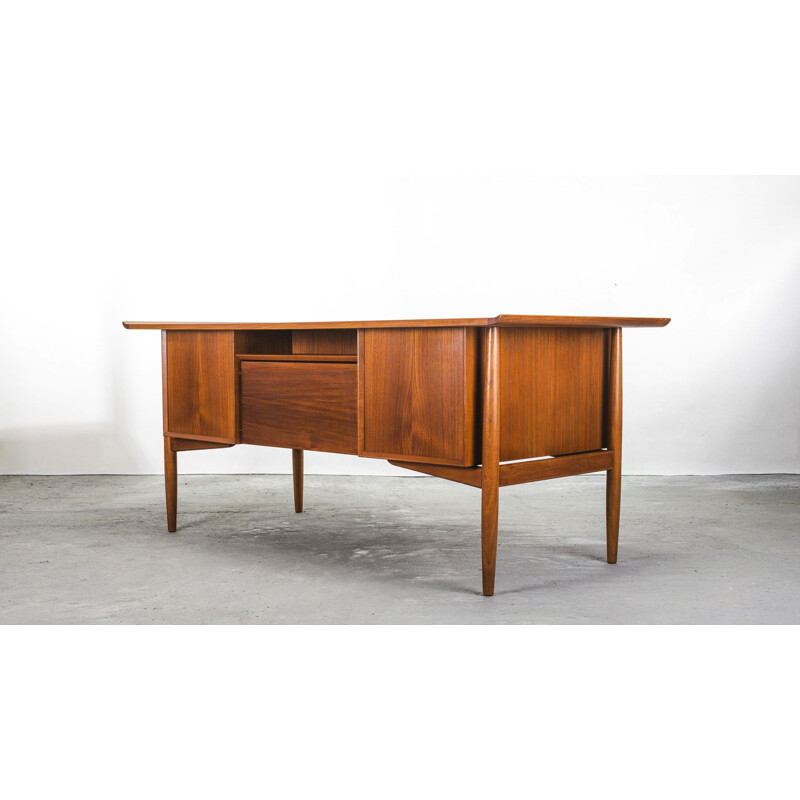 Teak vintage desk by Arne Vodder for H.P. Hansen, 1950s