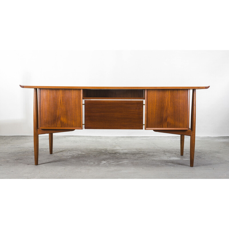 Teak vintage desk by Arne Vodder for H.P. Hansen, 1950s