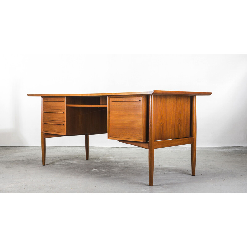 Teak vintage desk by Arne Vodder for H.P. Hansen, 1950s