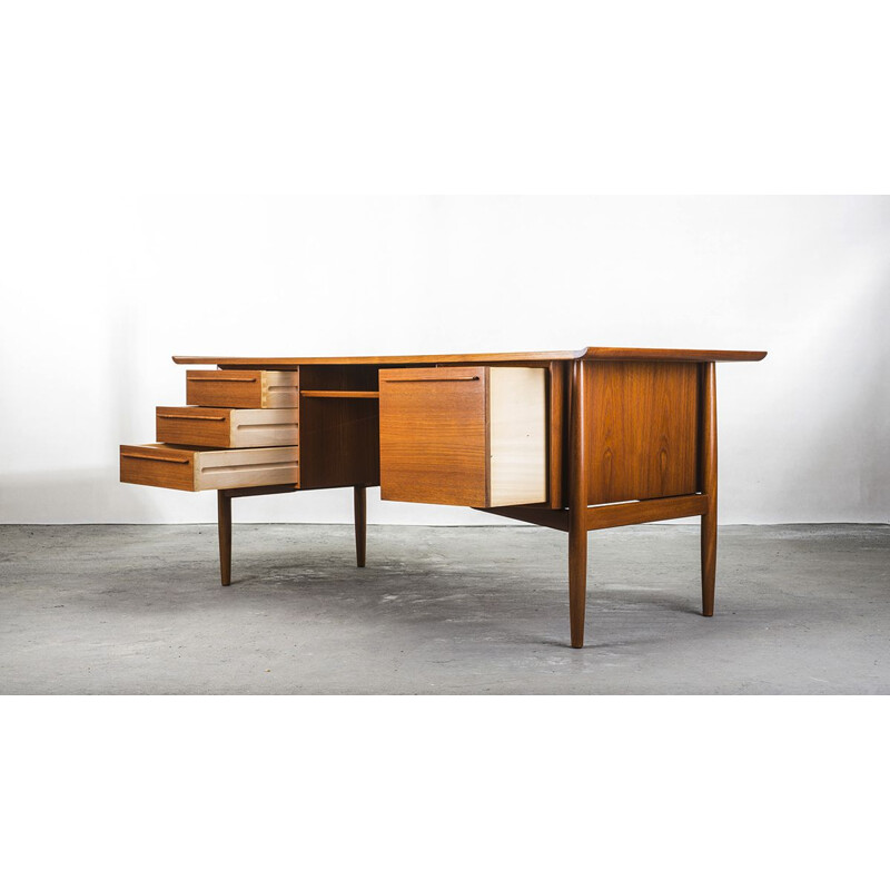 Teak vintage desk by Arne Vodder for H.P. Hansen, 1950s