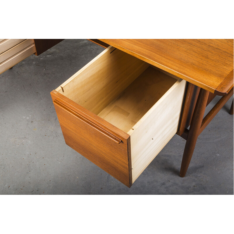 Teak vintage desk by Arne Vodder for H.P. Hansen, 1950s