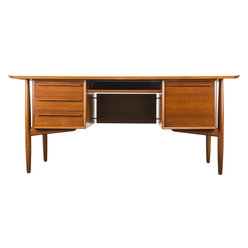 Teak vintage desk by Arne Vodder for H.P. Hansen, 1950s