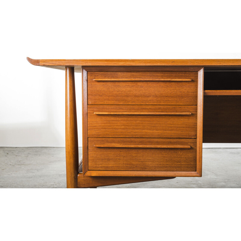 Teak vintage desk by Arne Vodder for H.P. Hansen, 1950s