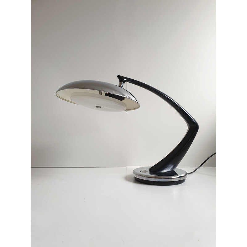 Lampe de table vintage noire et chromée de Fase, 1960