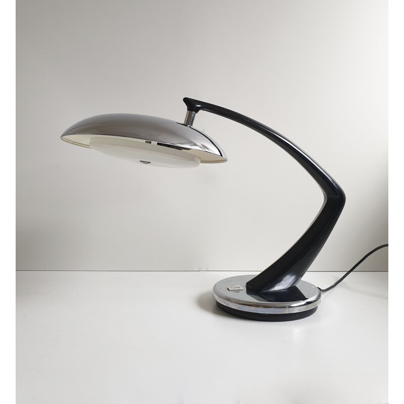 Vintage black and chrome table lamp by Fase, 1960