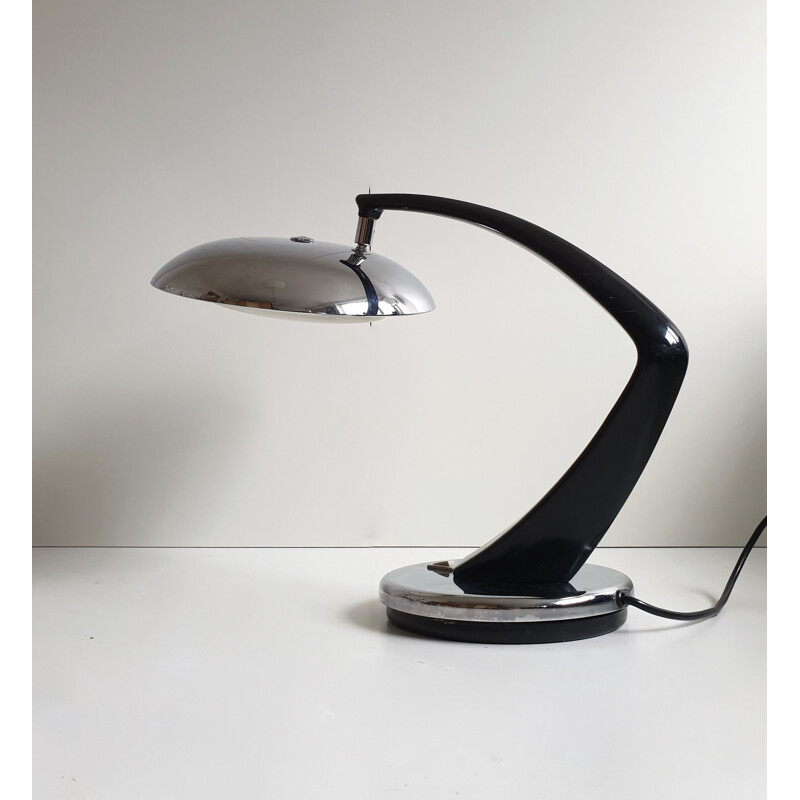 Lampe de table vintage noire et chromée de Fase, 1960