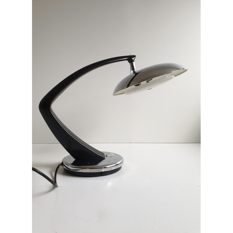 Vintage black and chrome table lamp by Fase, 1960