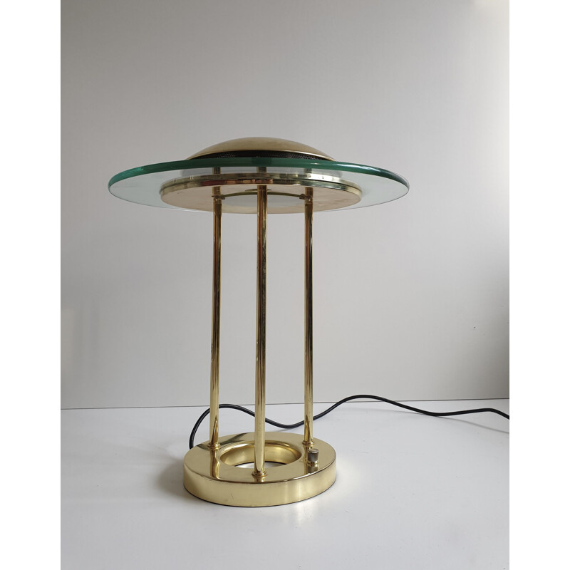 Lámpara de escritorio vintage de latón de R. Sonneman para George Kovacs, 1980
