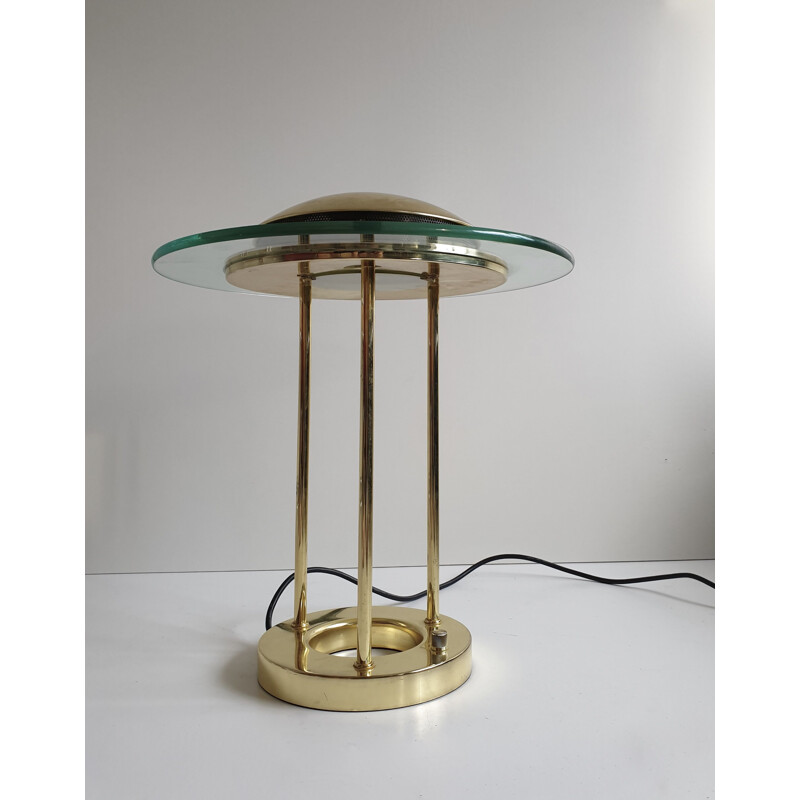 Vintage messing bureaulamp van R. Sonneman voor George Kovacs, 1980