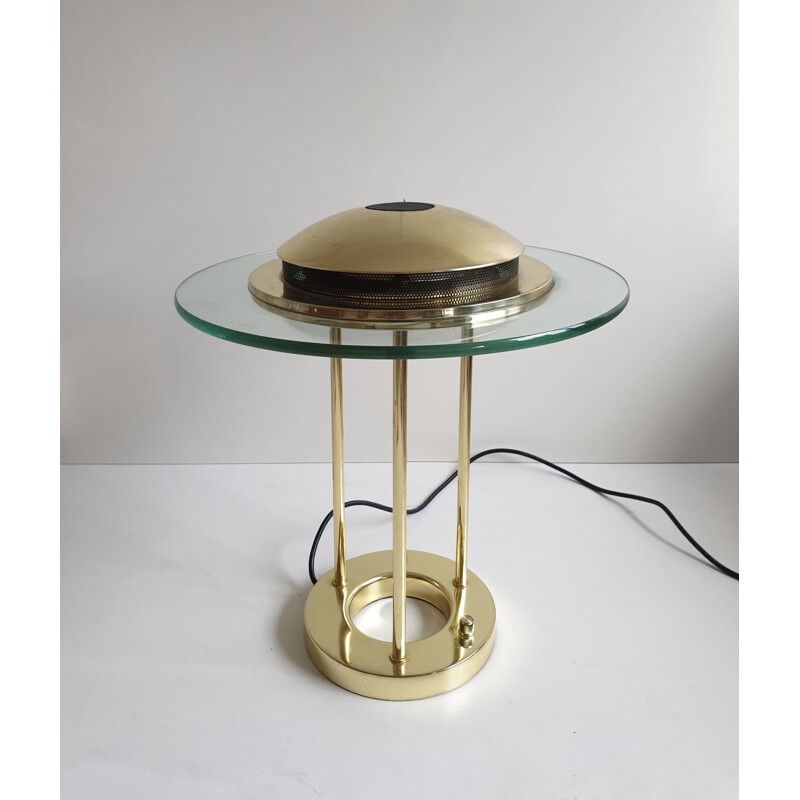 Lámpara de escritorio vintage de latón de R. Sonneman para George Kovacs, 1980
