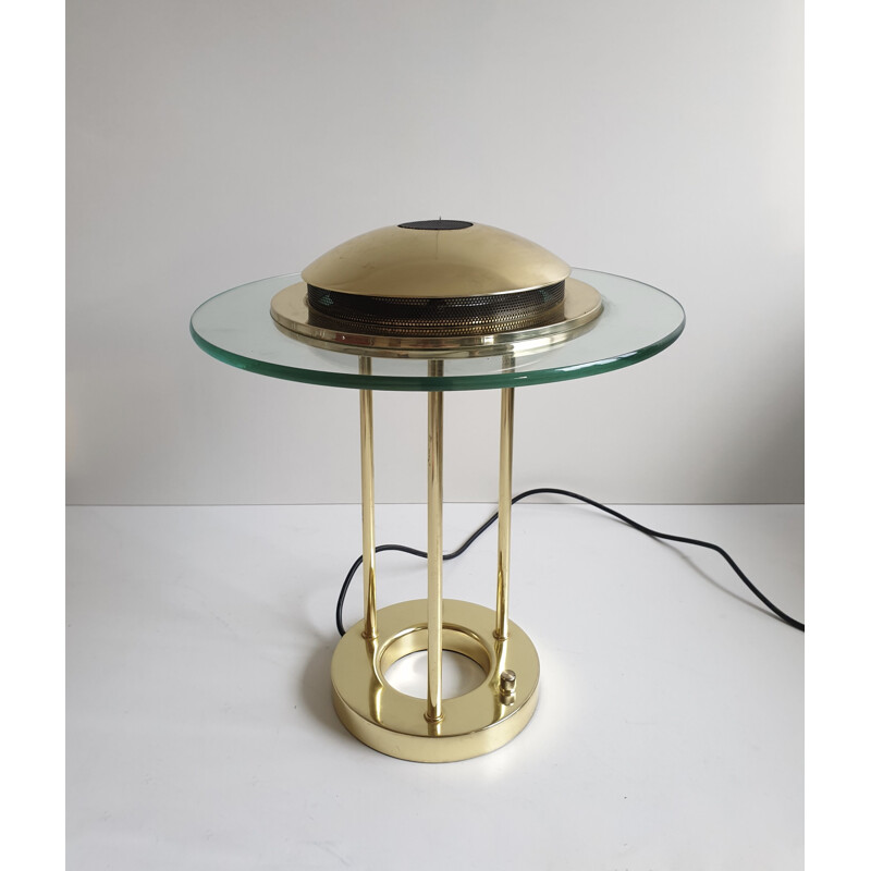 Vintage messing bureaulamp van R. Sonneman voor George Kovacs, 1980