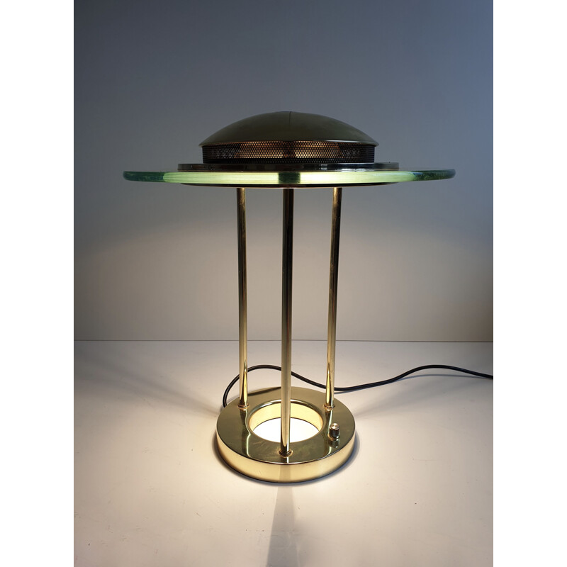 Vintage messing bureaulamp van R. Sonneman voor George Kovacs, 1980