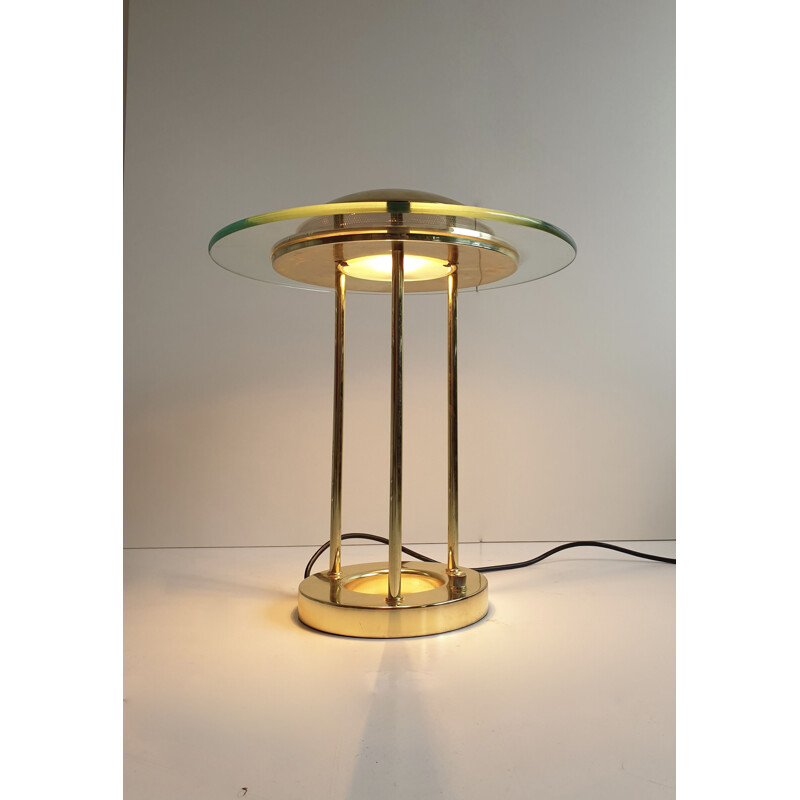 Vintage messing bureaulamp van R. Sonneman voor George Kovacs, 1980