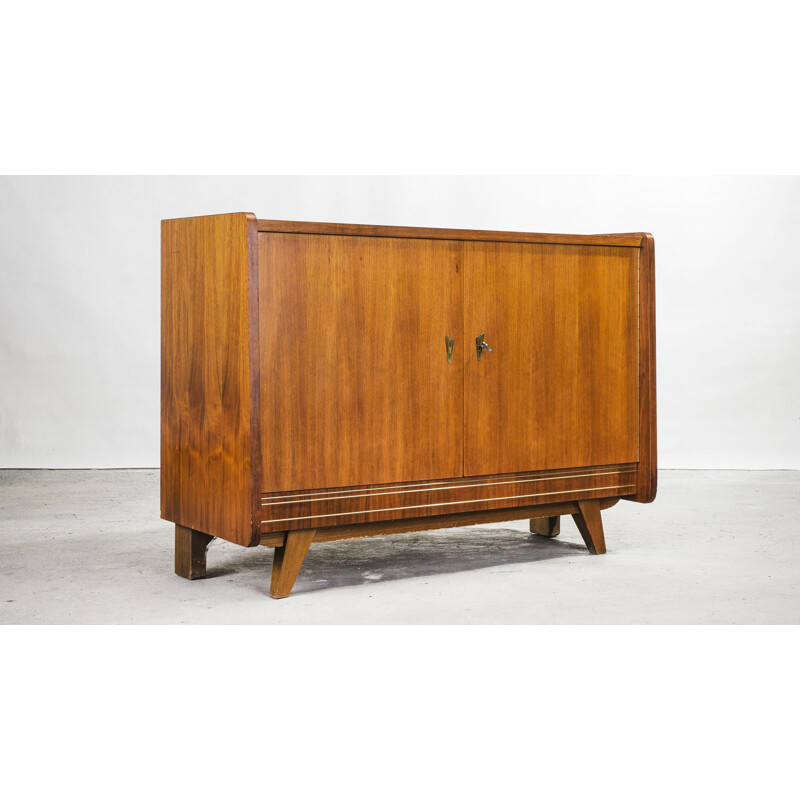 Walnut german vintage cabinet, 1970s