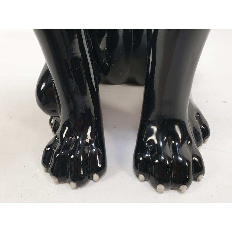 Large black vintage panther ceramic sculpture, Italy, 1960s