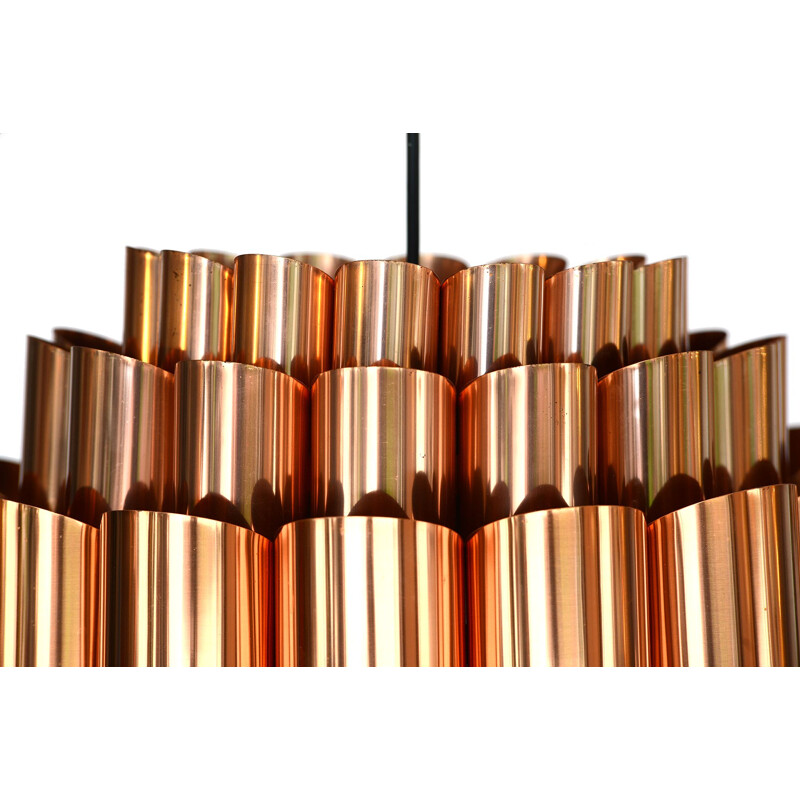 Vintage copper pendant light by Werner Schou for Coronell Electro, Denmark, 1960s