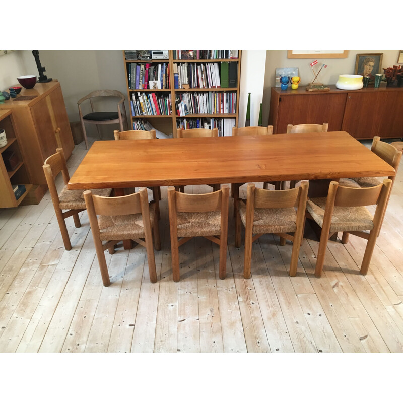 Vintage table T.14.D in elm by Pierre Chapo, 1970s