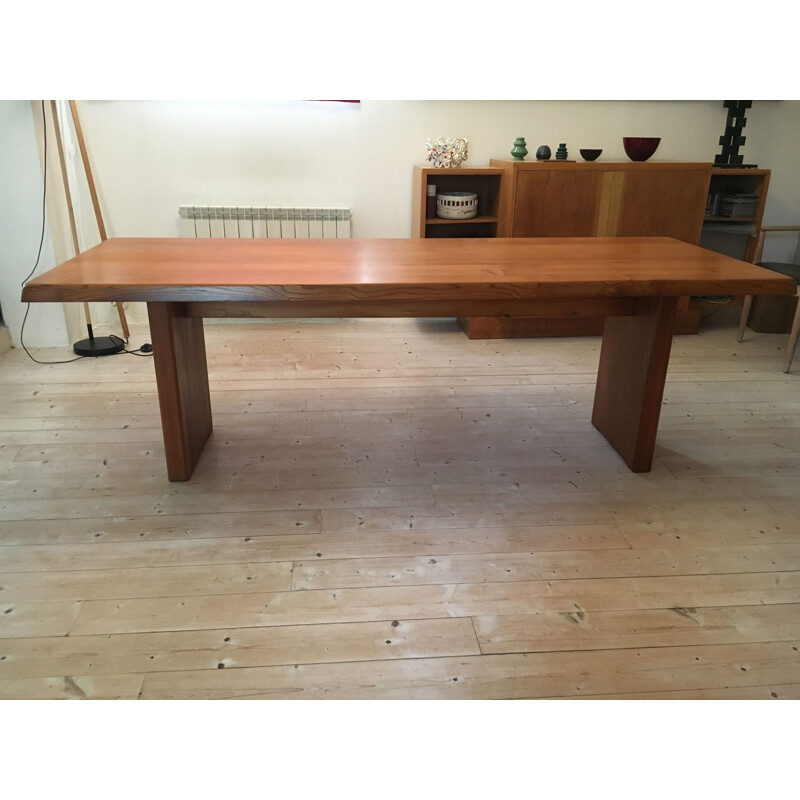 Vintage table T.14.D in elm by Pierre Chapo, 1970s