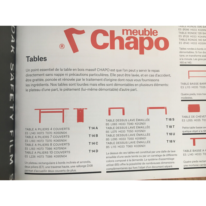 Table vintage T.14.D en orme de Pierre Chapo, 1970