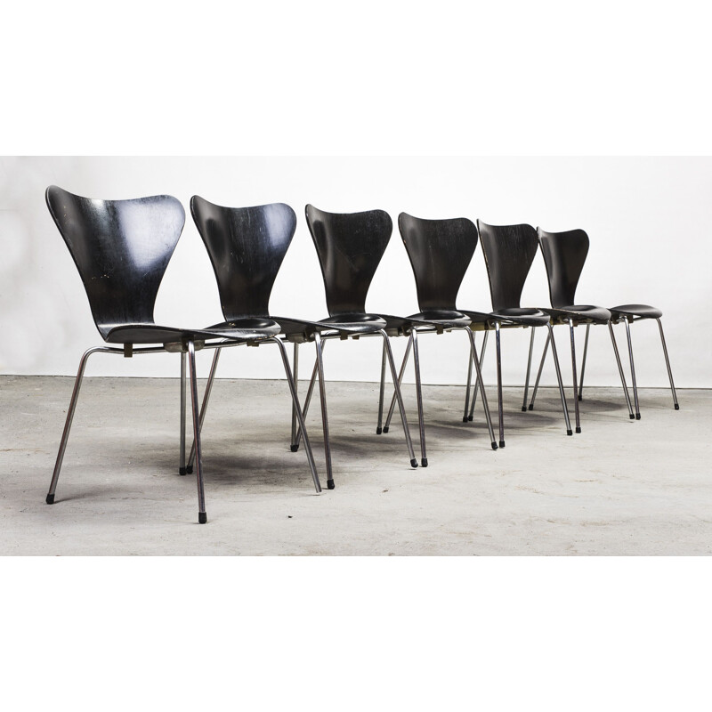 Ensemble de 6 chaises vintage 3107 par Arne Jacobsen pour Fritz Hansen, 1960