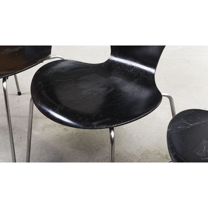 Set of 6 vintage 3107 chairs by Arne Jacobsen for Fritz Hansen, 1960s