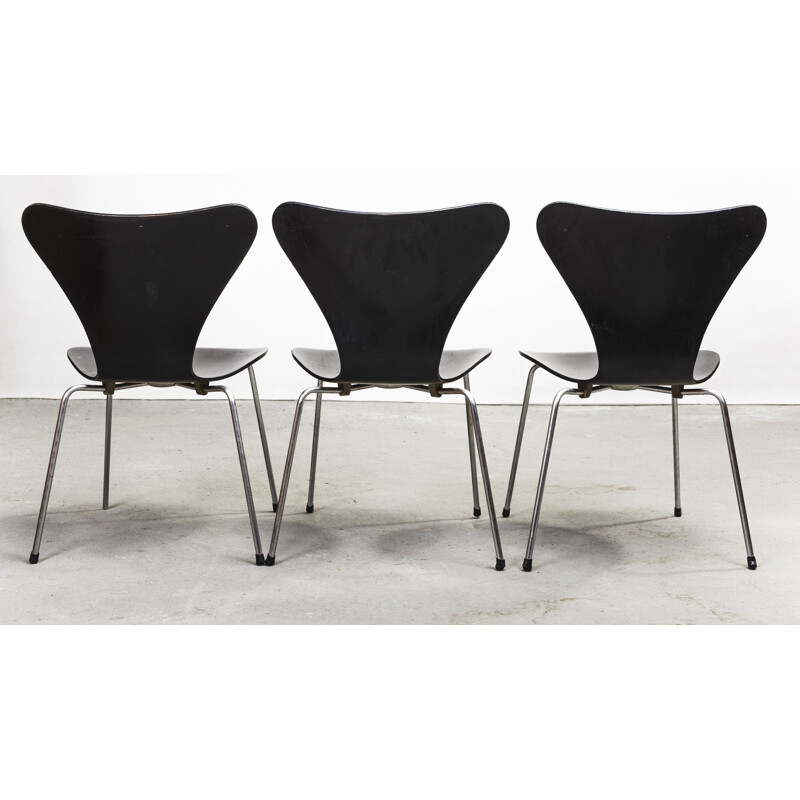 Set of 6 vintage 3107 chairs by Arne Jacobsen for Fritz Hansen, 1960s