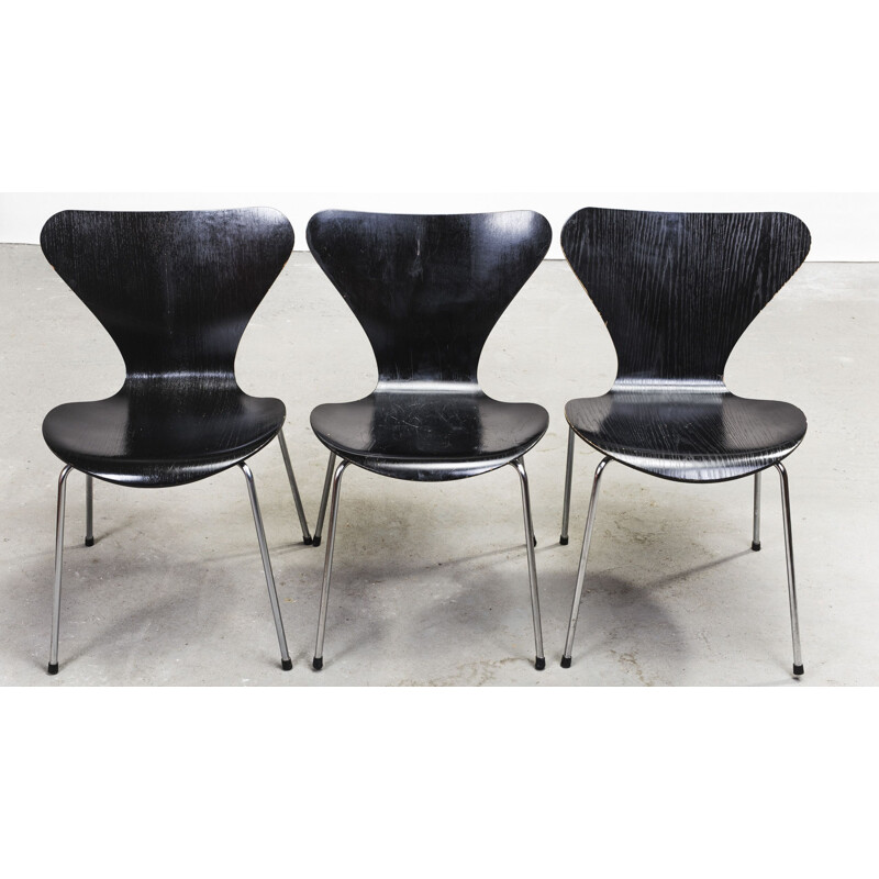 Set of 6 vintage 3107 chairs by Arne Jacobsen for Fritz Hansen, 1960s