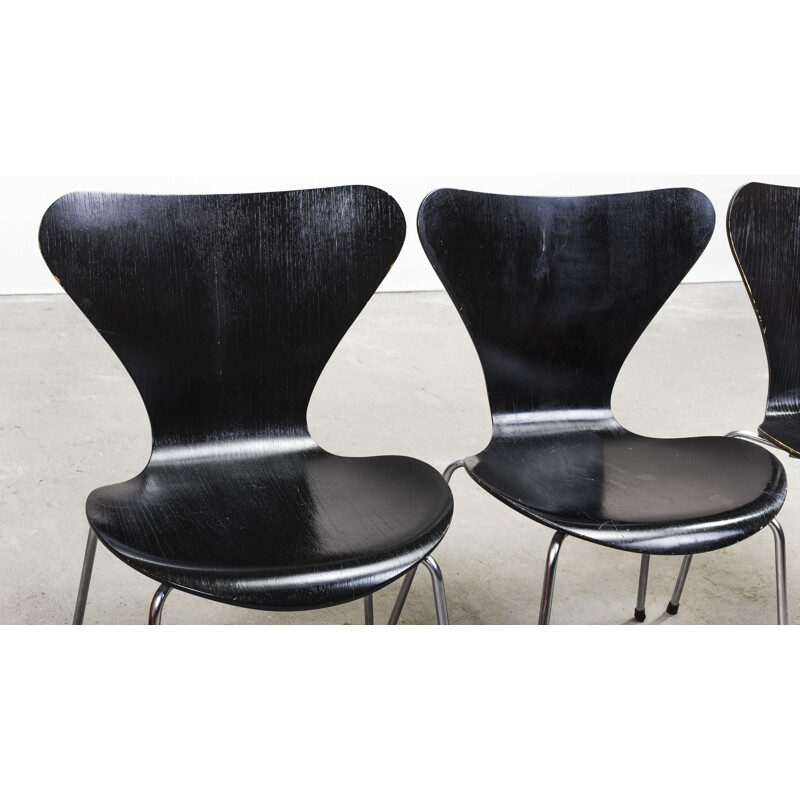 Set of 6 vintage 3107 chairs by Arne Jacobsen for Fritz Hansen, 1960s