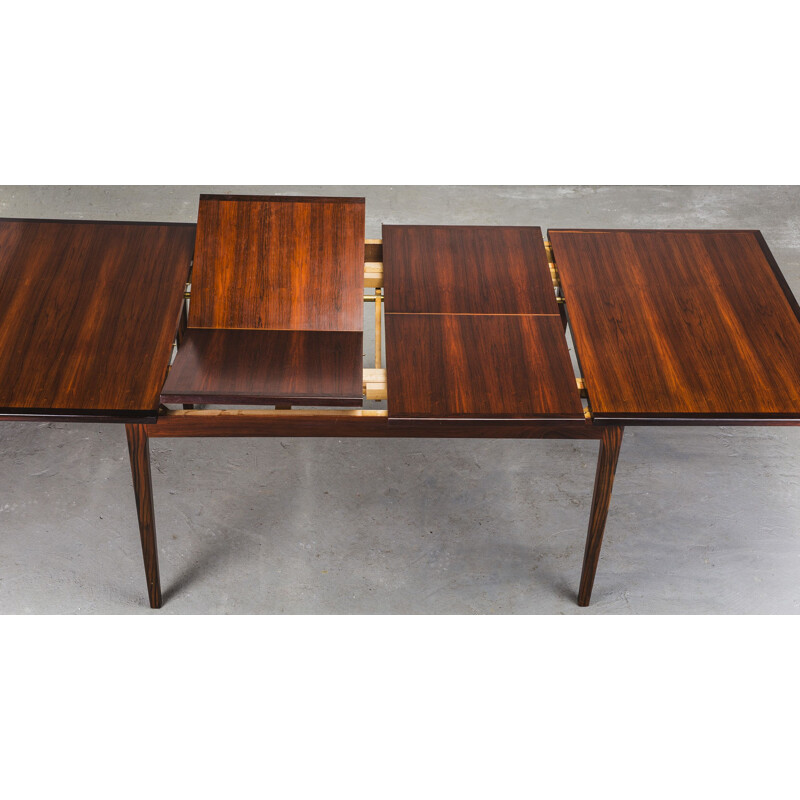 Table à repas vintage extensible en palissandre de Lübke, 1950