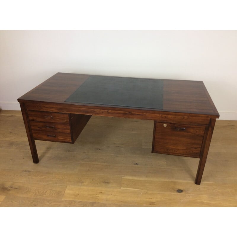 Vintage rosewood with leather desk, Denmark, 1960s