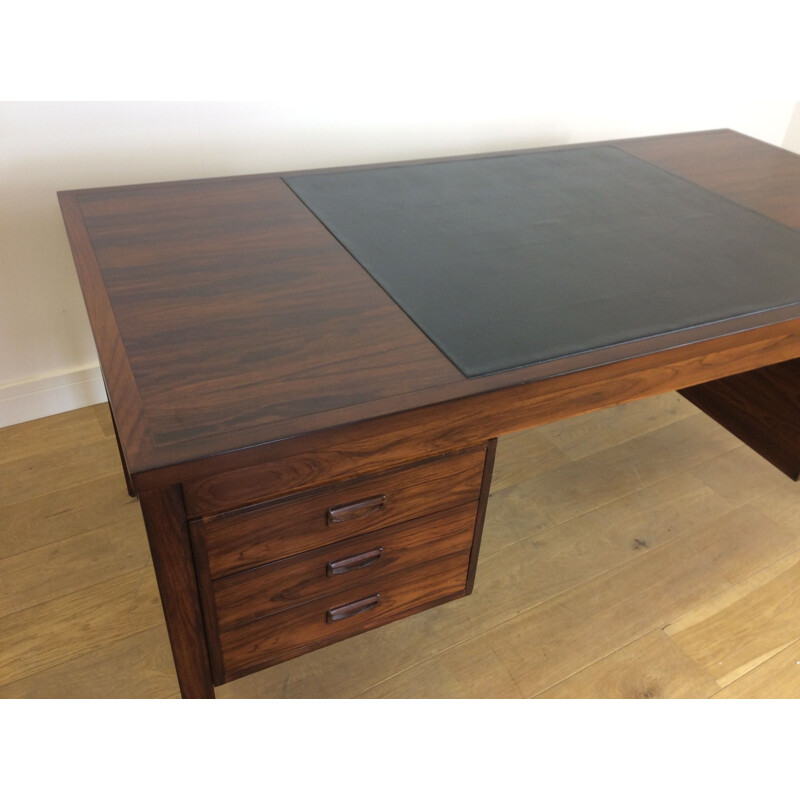 Vintage rosewood with leather desk, Denmark, 1960s