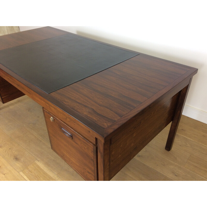 Vintage rosewood with leather desk, Denmark, 1960s