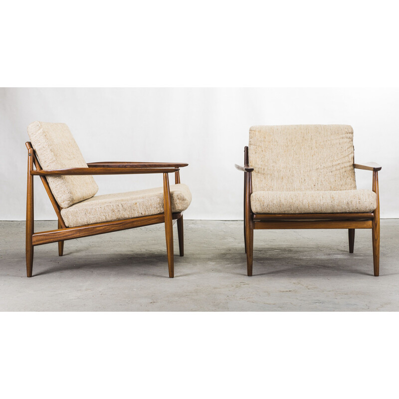 Vintage wool and Afromosia living room Set by Arne Vodder, 1960s