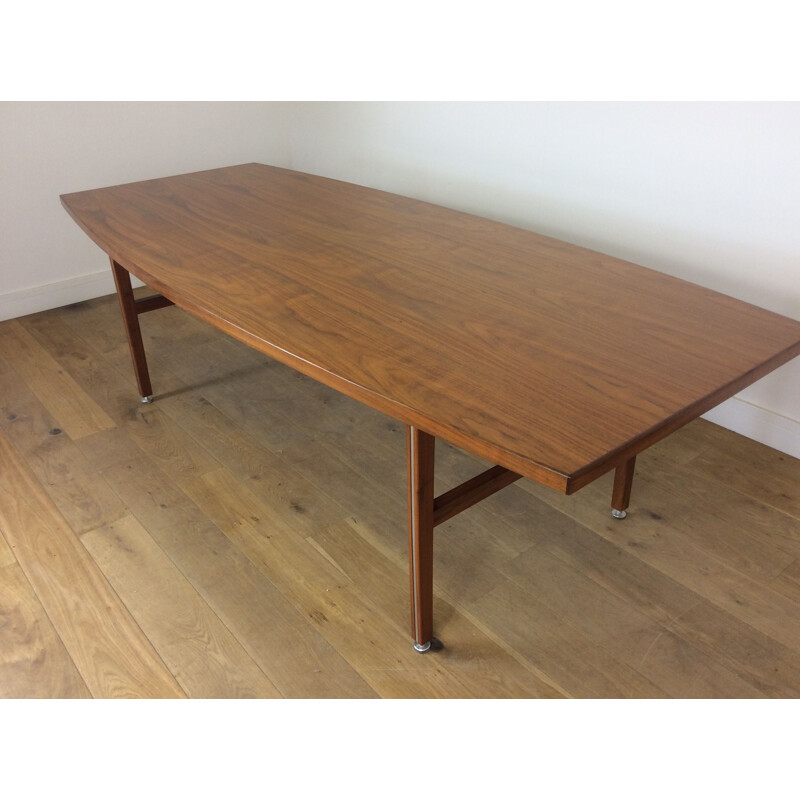 Mesa de comedor vintage de nogal con patas regulables, 1960