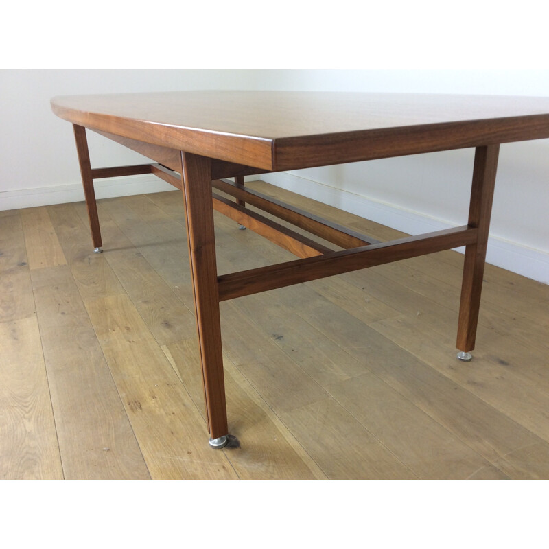 Vintage walnut dining table with adjustable feet, 1960s