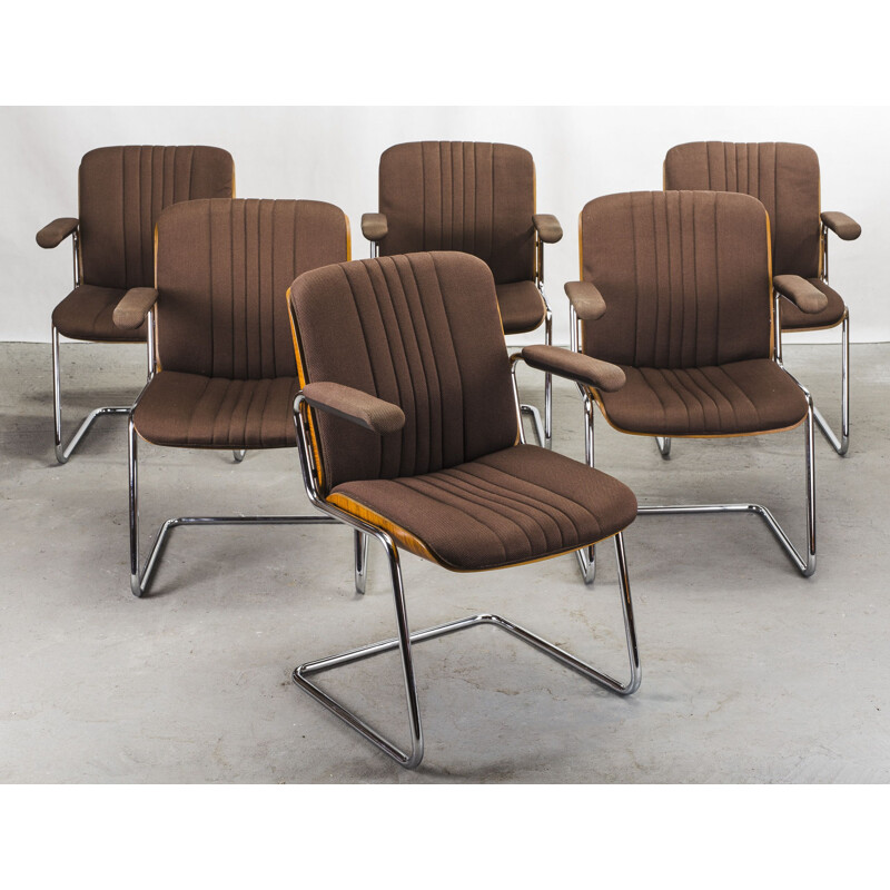 Set of 6 vintage wood and wool dining chairs by Martin Stoll for Karl Dittert, 1960s