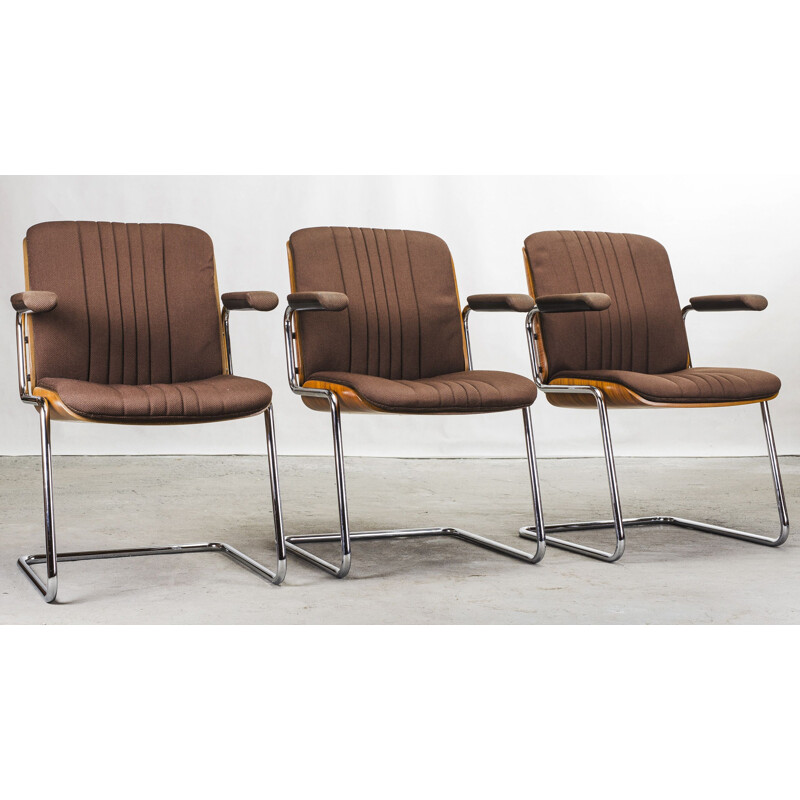 Set of 6 vintage wood and wool dining chairs by Martin Stoll for Karl Dittert, 1960s