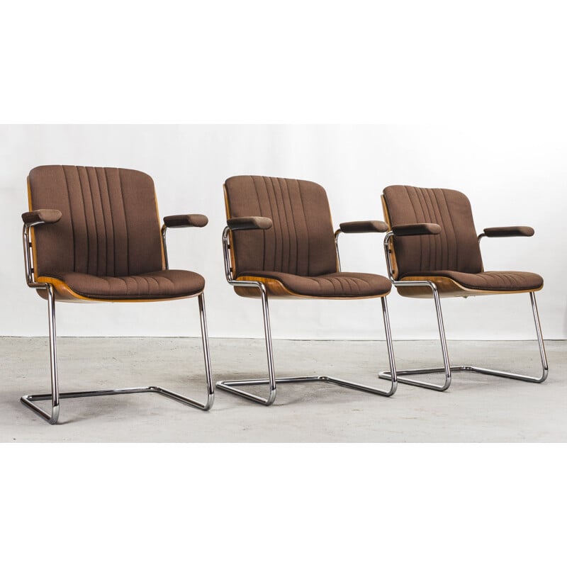 Set of 6 vintage wood and wool dining chairs by Martin Stoll for Karl Dittert, 1960s