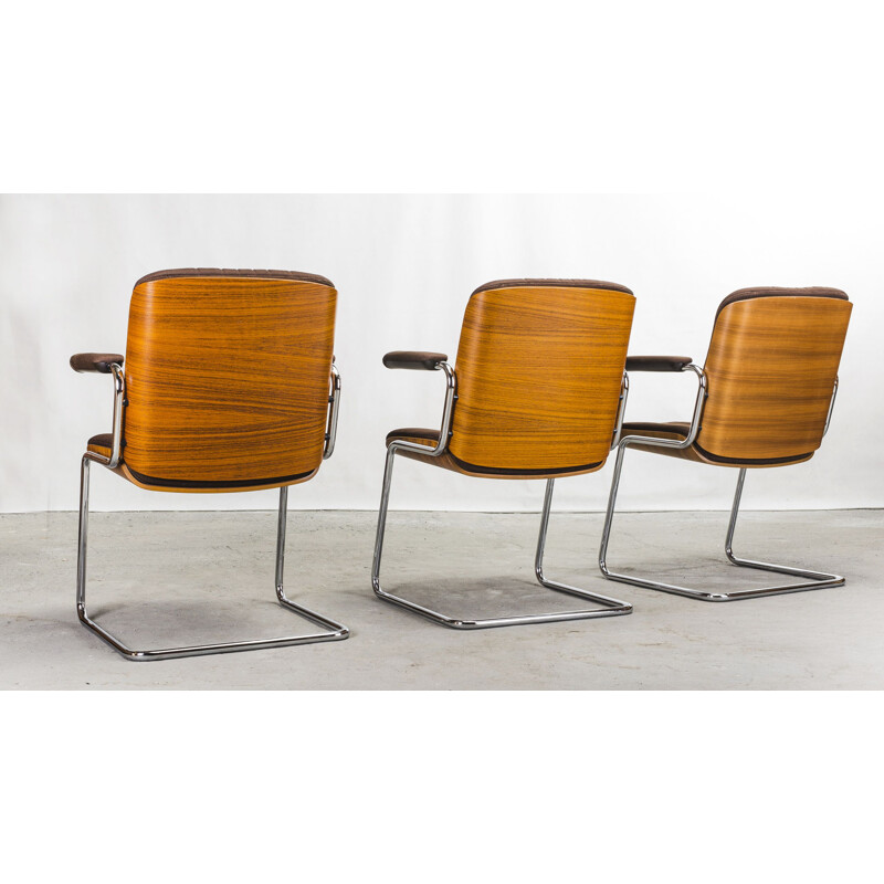 Set of 6 vintage wood and wool dining chairs by Martin Stoll for Karl Dittert, 1960s