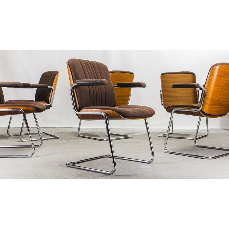 Set of 6 vintage wood and wool dining chairs by Martin Stoll for Karl Dittert, 1960s