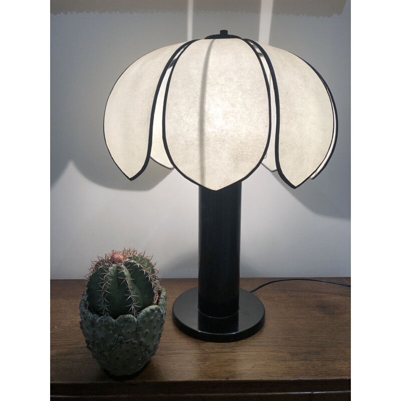 Lampe de table vintage en plastique noir 1980