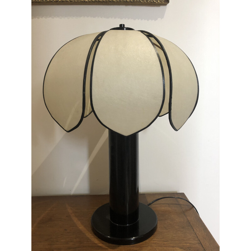 Lampe de table vintage en plastique noir 1980