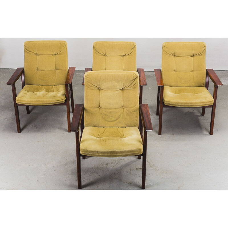 Ensemble de 4 fauteuils vintage Diplomat en palissandre par Arne Vodder pour Sibast, 1960