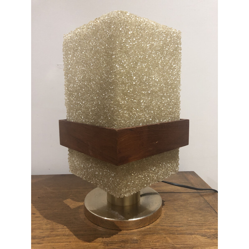 Lampe de table vintage avec abat jour en resine des années 60 