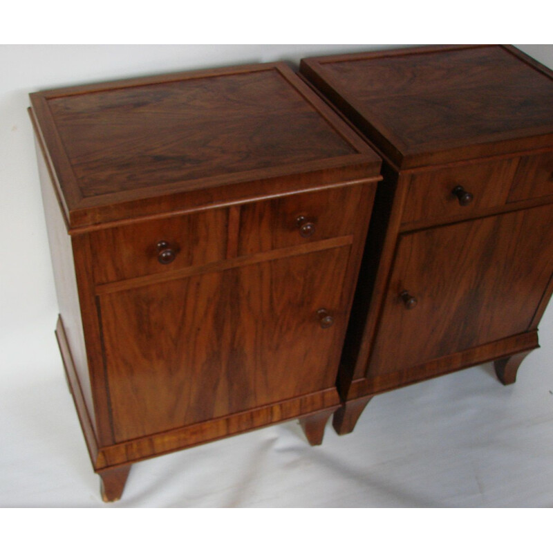 Set of 2 vintage walnut bed side tables by F.Meurer, 1930s