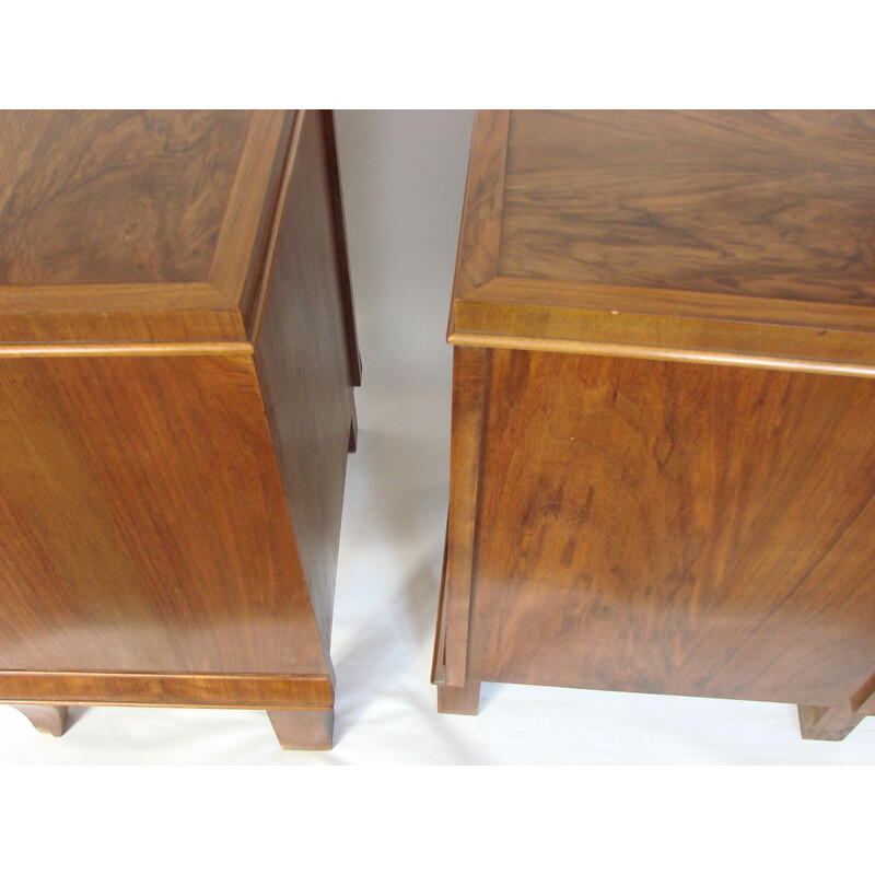 Set of 2 vintage walnut bed side tables by F.Meurer, 1930s