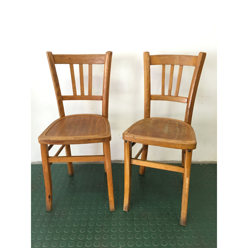 Set of 2 vintage wooden chairs by Luterma, 1960s