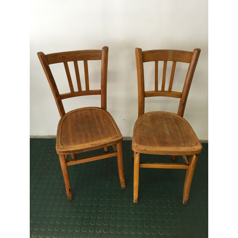 Set of 2 vintage wooden chairs by Luterma, 1960s