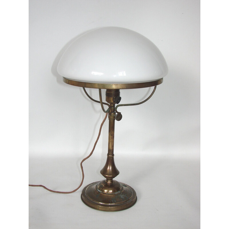 Vintage adjustable brass and glass desk lamp, 1930s